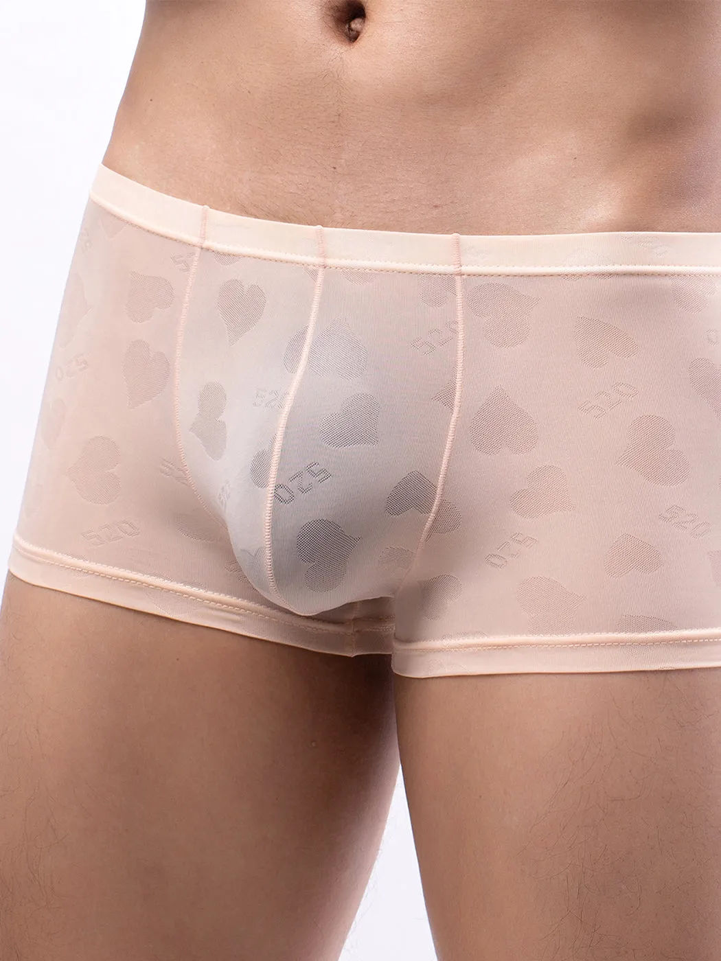 3- Pack Mens Sexy Heart Mesh Trunks