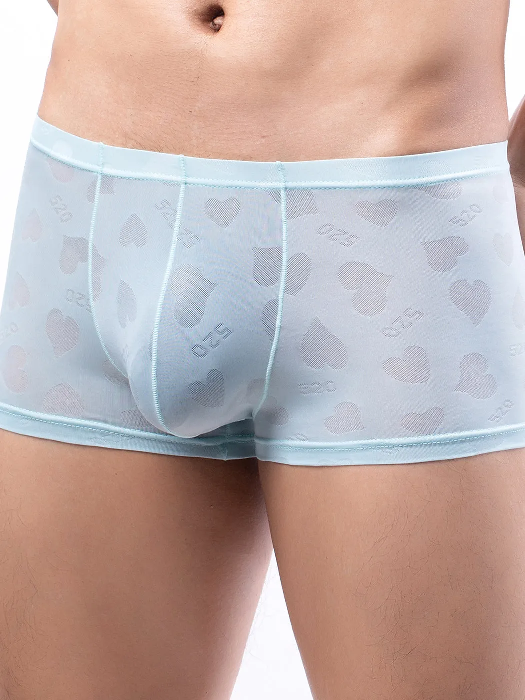 3- Pack Mens Sexy Heart Mesh Trunks