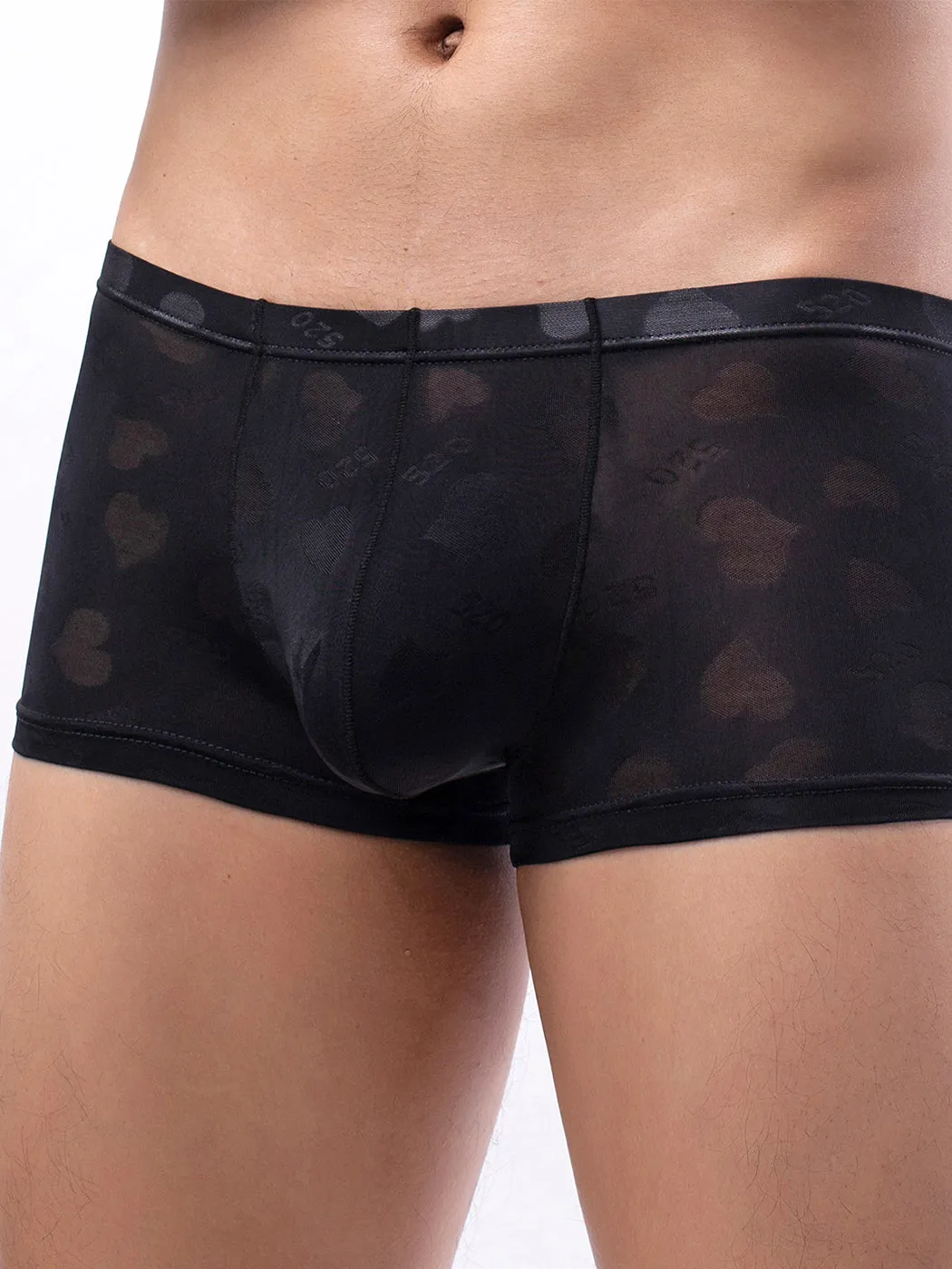 3- Pack Mens Sexy Heart Mesh Trunks