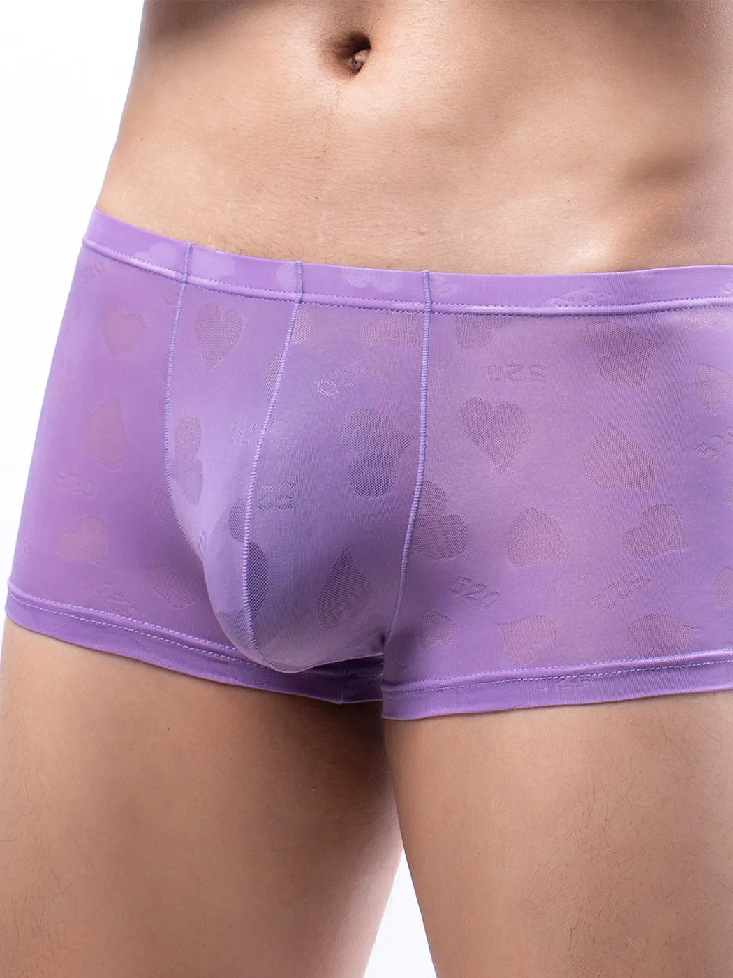 3- Pack Mens Sexy Heart Mesh Trunks