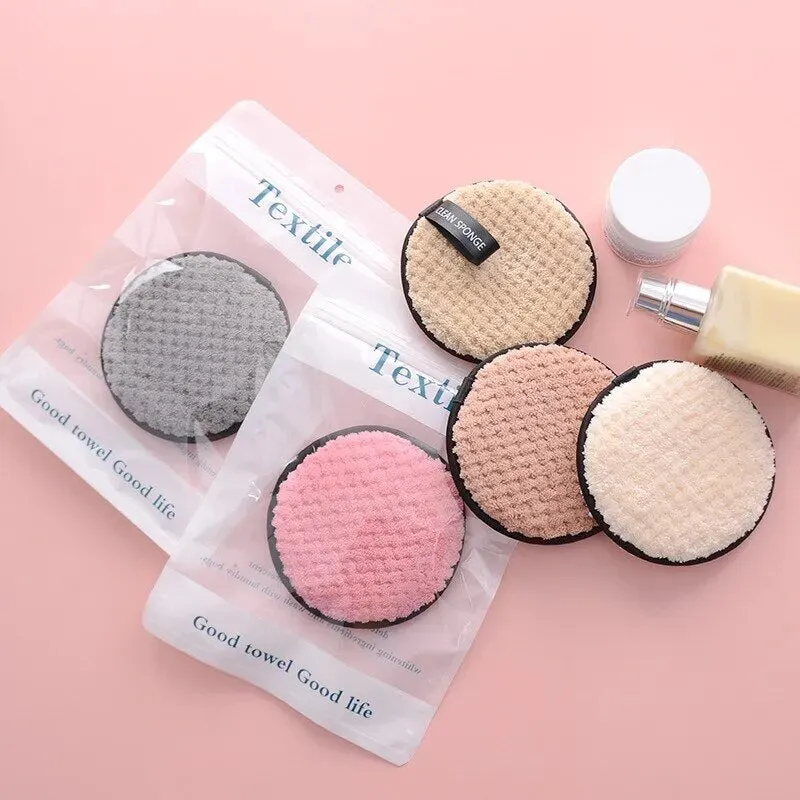 4pc Makeup Remover Microfiber Cotton Pad Cosmetics Washable Makeup Towel Cleaning Sponge Skin Care Tool