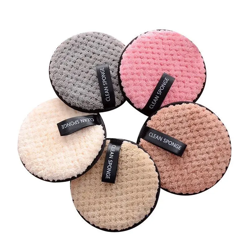 4pc Makeup Remover Microfiber Cotton Pad Cosmetics Washable Makeup Towel Cleaning Sponge Skin Care Tool