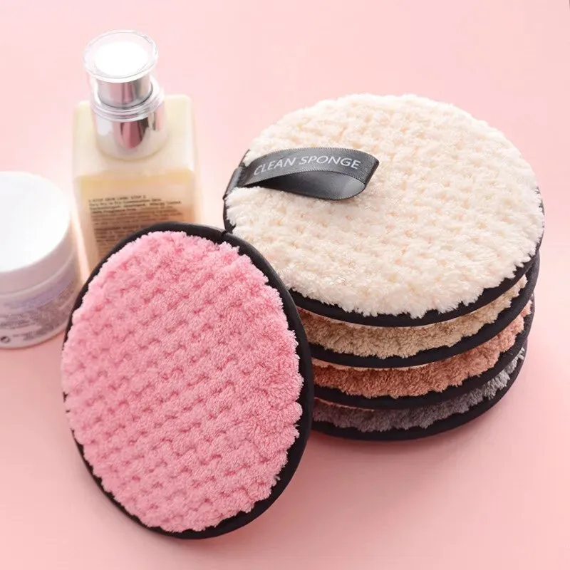 4pc Makeup Remover Microfiber Cotton Pad Cosmetics Washable Makeup Towel Cleaning Sponge Skin Care Tool