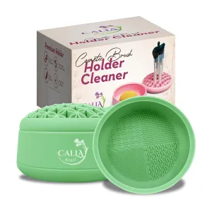 CallaBurst 3 in 1 Silicone Makeup Brush Cleaner - Make up Brush Cleaner Mat with Makeup Brush Drying Rack & Brush Organizer, Silicone Washing Tool Cleaning Bowl for Beauty Cosmetic Brushes (Green)