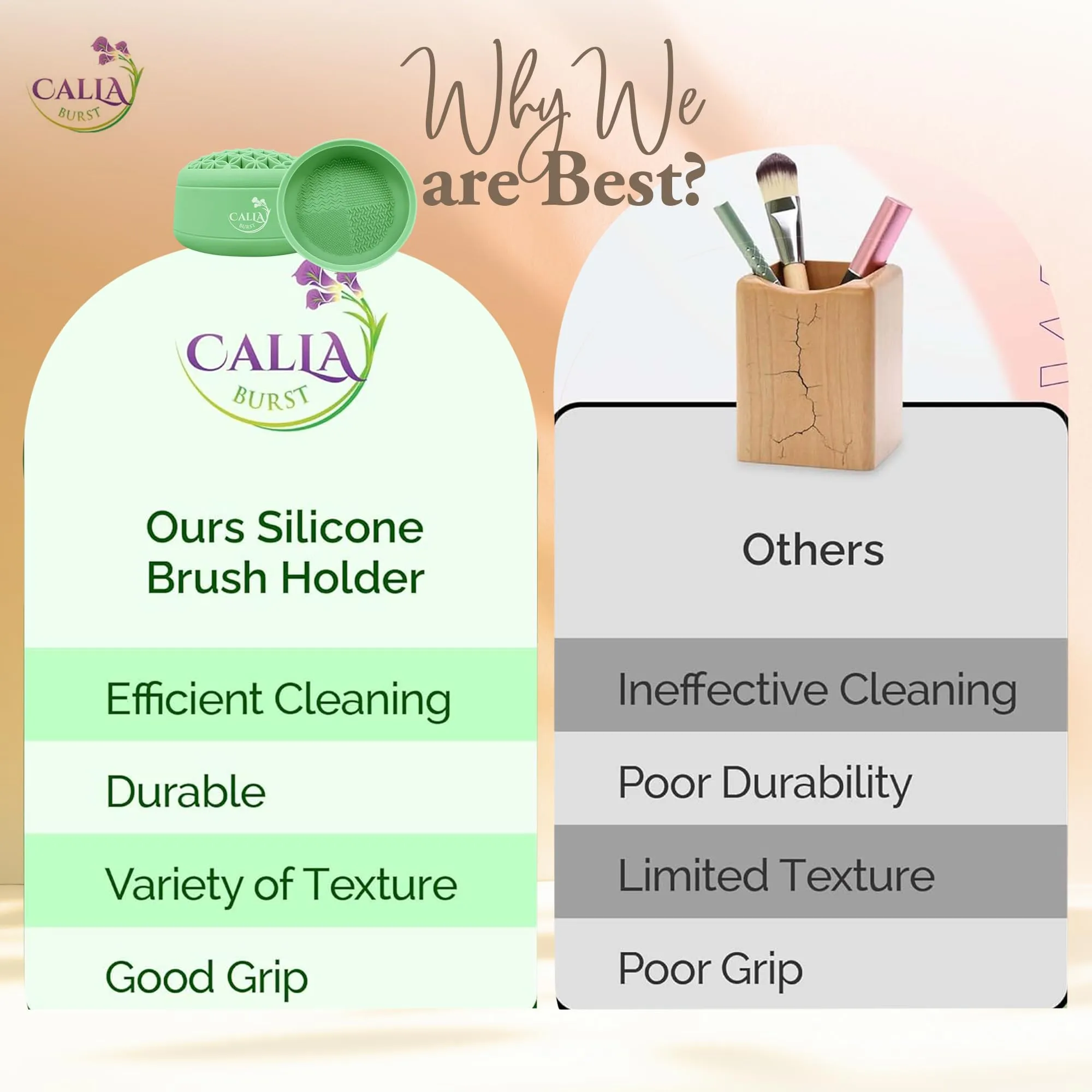 CallaBurst 3 in 1 Silicone Makeup Brush Cleaner - Make up Brush Cleaner Mat with Makeup Brush Drying Rack & Brush Organizer, Silicone Washing Tool Cleaning Bowl for Beauty Cosmetic Brushes (Green)