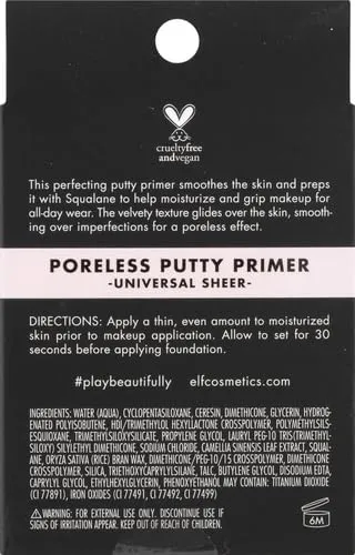 e.l.f. Poreless Putty Primer Flawless Finish, Ideal for All Skin Types, Universal Sheer, 0.74 oz