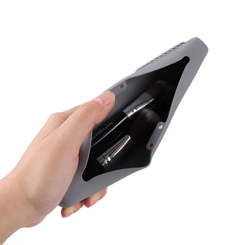 Magnetic Silicone Makeup Brush Holder with Built-in Cleaning