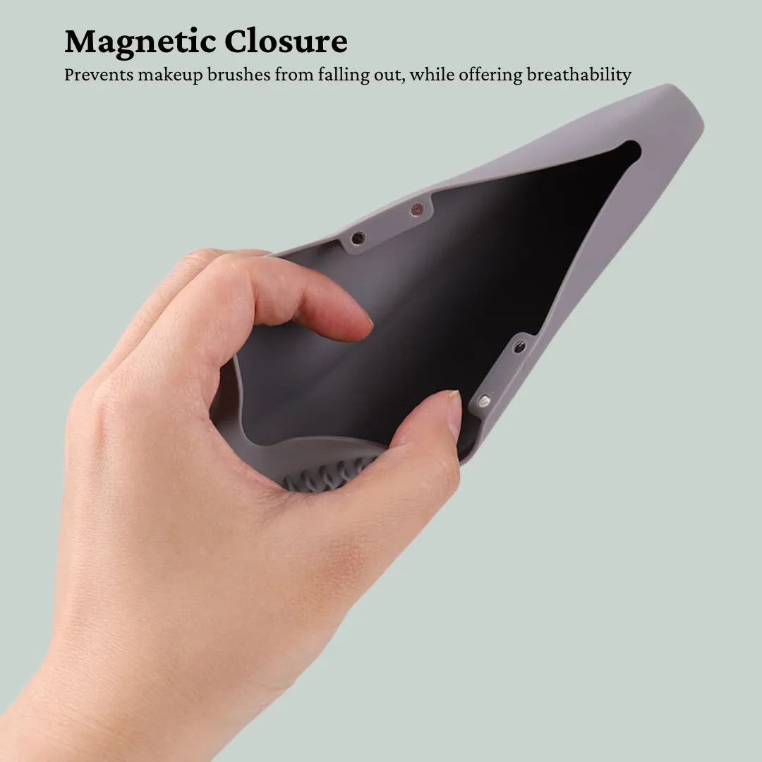 Magnetic Silicone Makeup Brush Holder with Built-in Cleaning