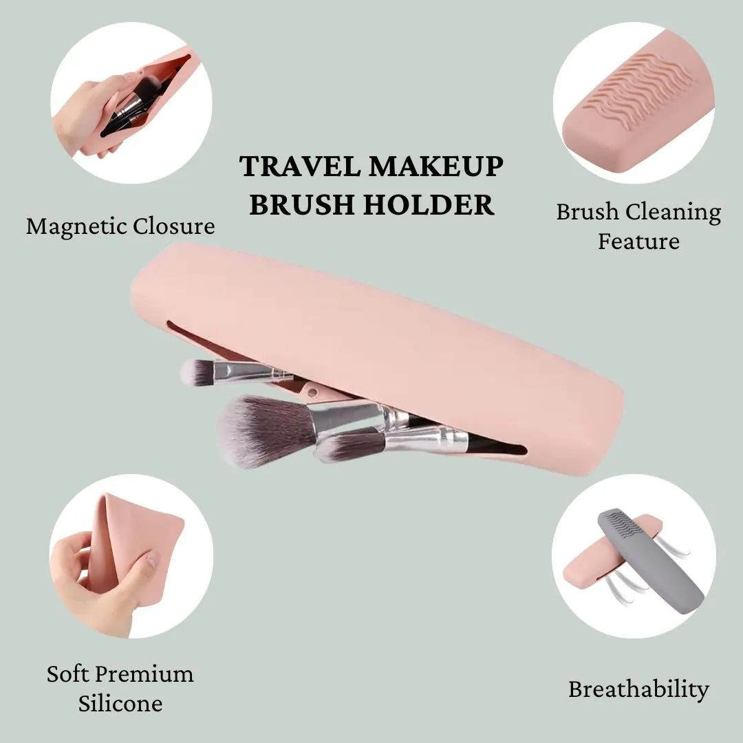 Magnetic Silicone Makeup Brush Holder with Built-in Cleaning
