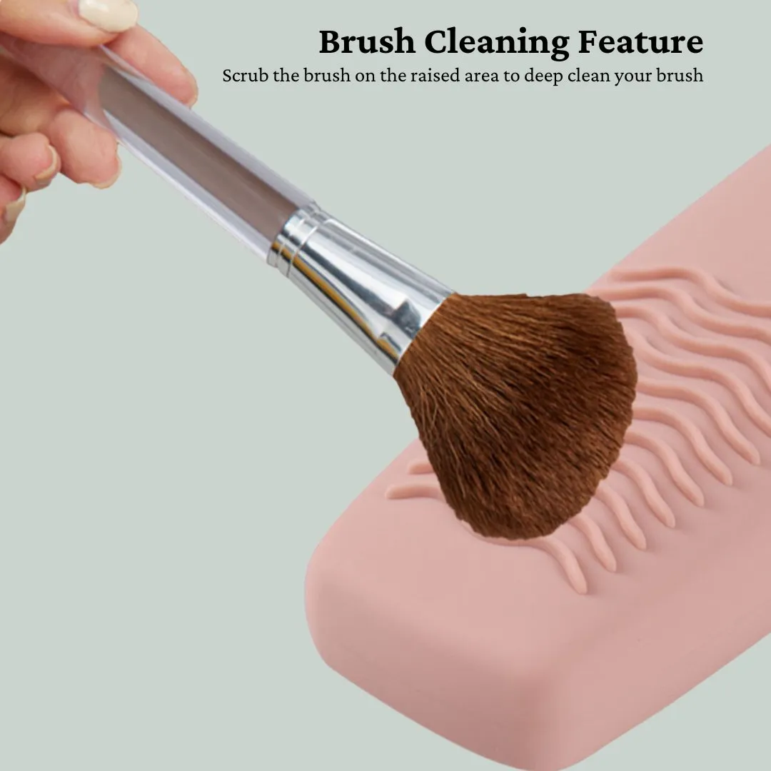 Magnetic Silicone Makeup Brush Holder with Built-in Cleaning
