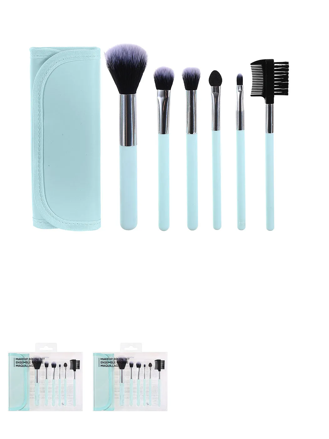 Makeup Brush Set, Pale Turquoise