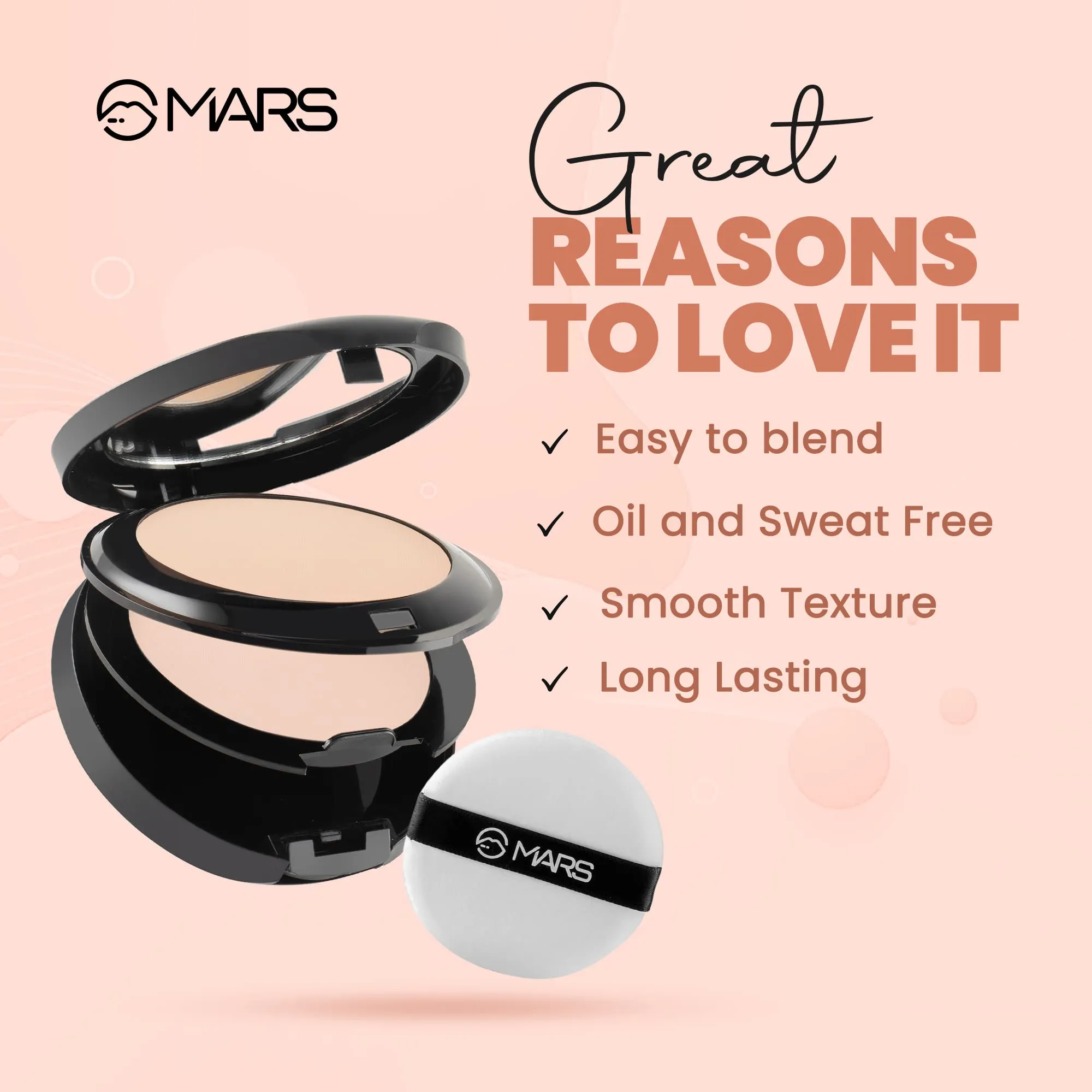 MARS Wonder 2 in 1 Compact with Mirror and Powder Puff | Oil and Sweat Control | Long Lasting Compact Powder (16.0gm) (SHADE-04)