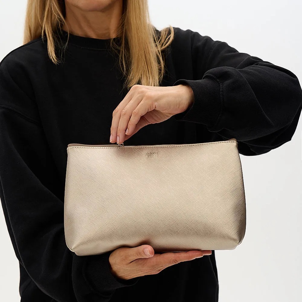 'Mia' Large Makeup Bag in Gold