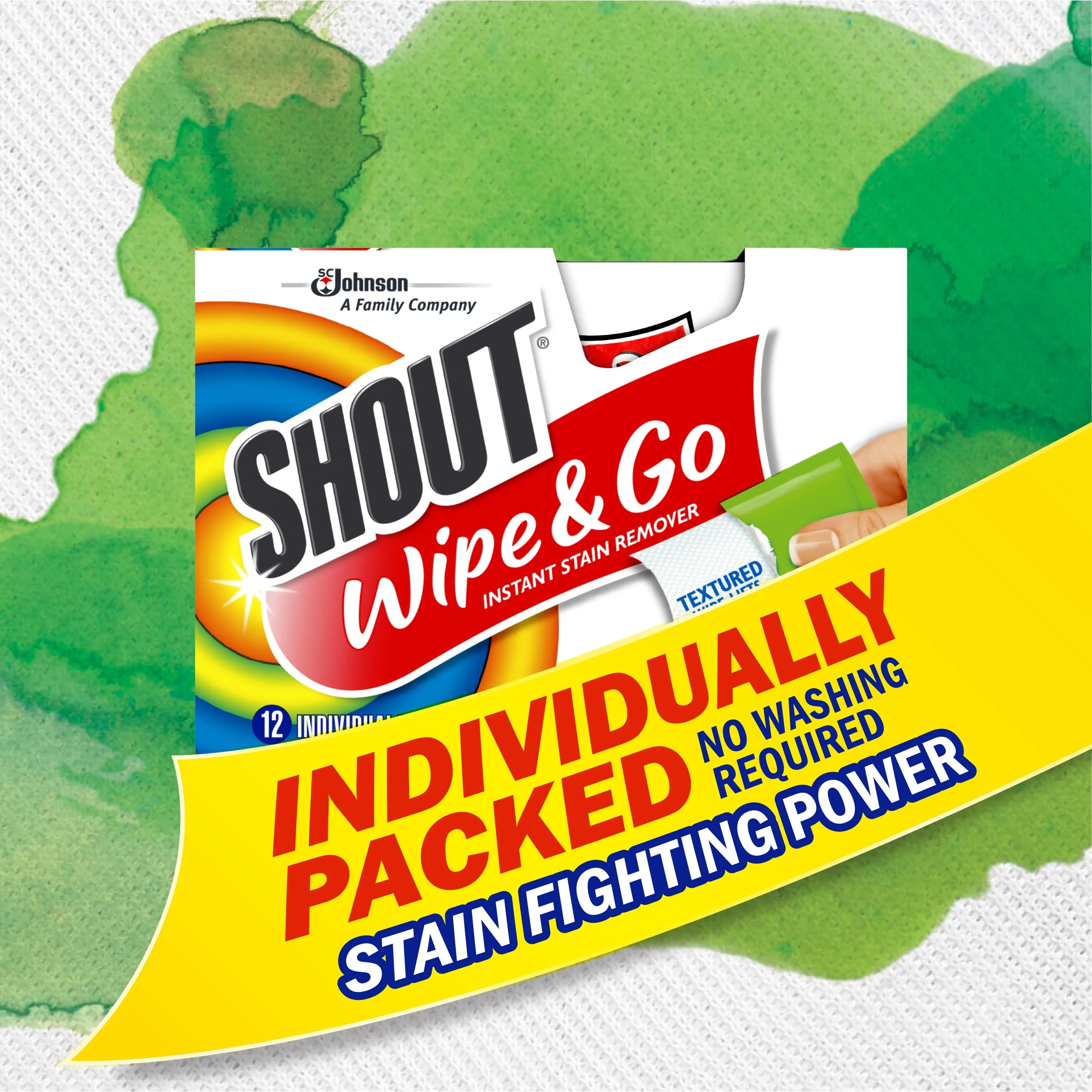 Shout Wipe & Go, Laundry Instant Stain Remover, 12 Wipes