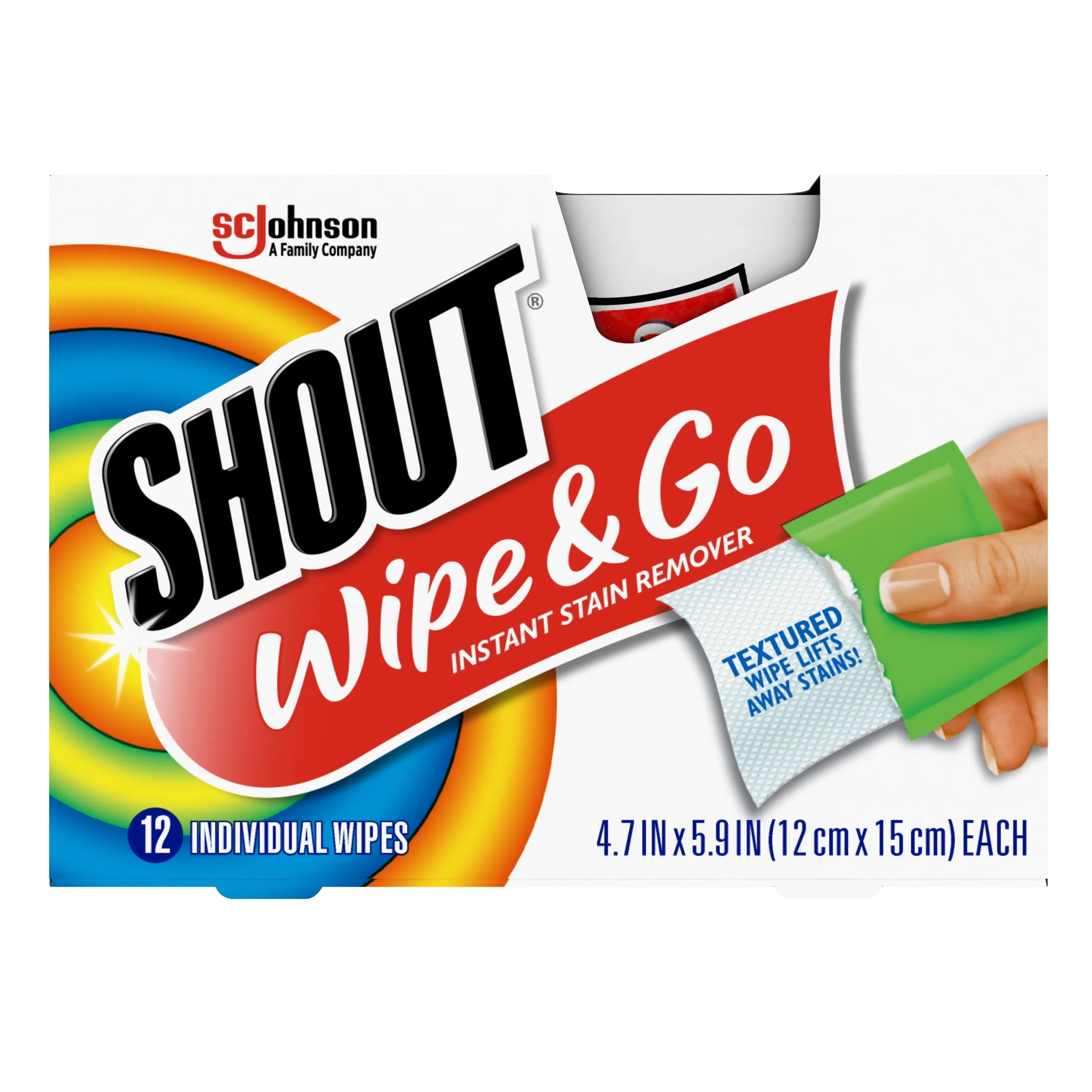 Shout Wipe & Go, Laundry Instant Stain Remover, 12 Wipes