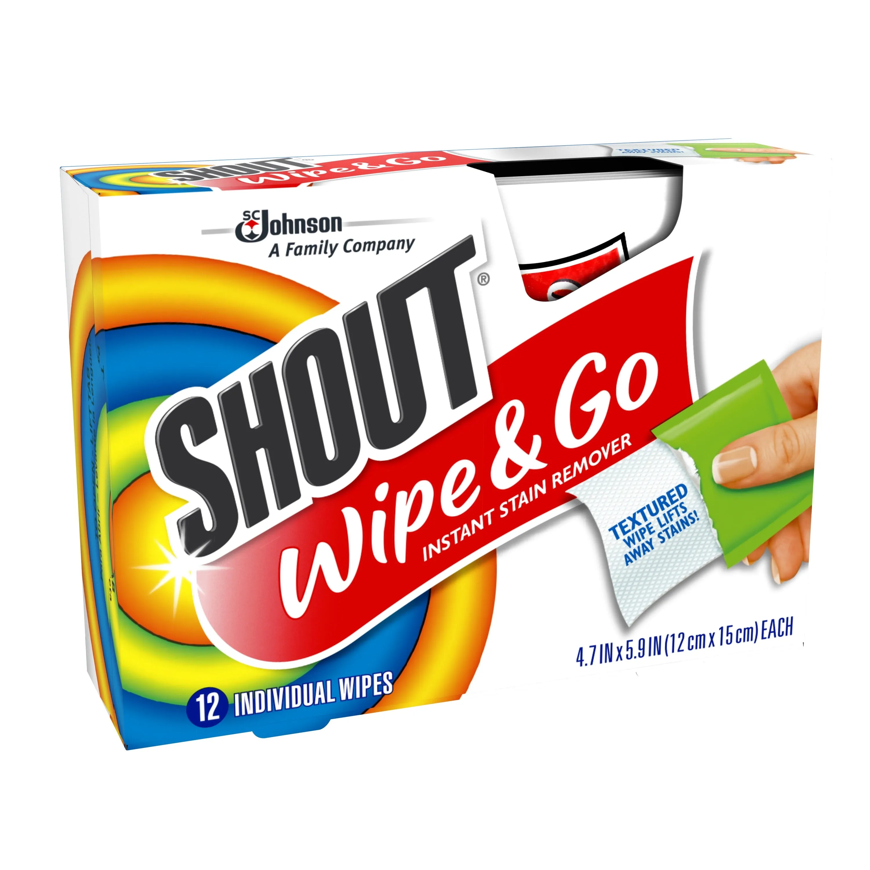 Shout Wipe & Go, Laundry Instant Stain Remover, 12 Wipes