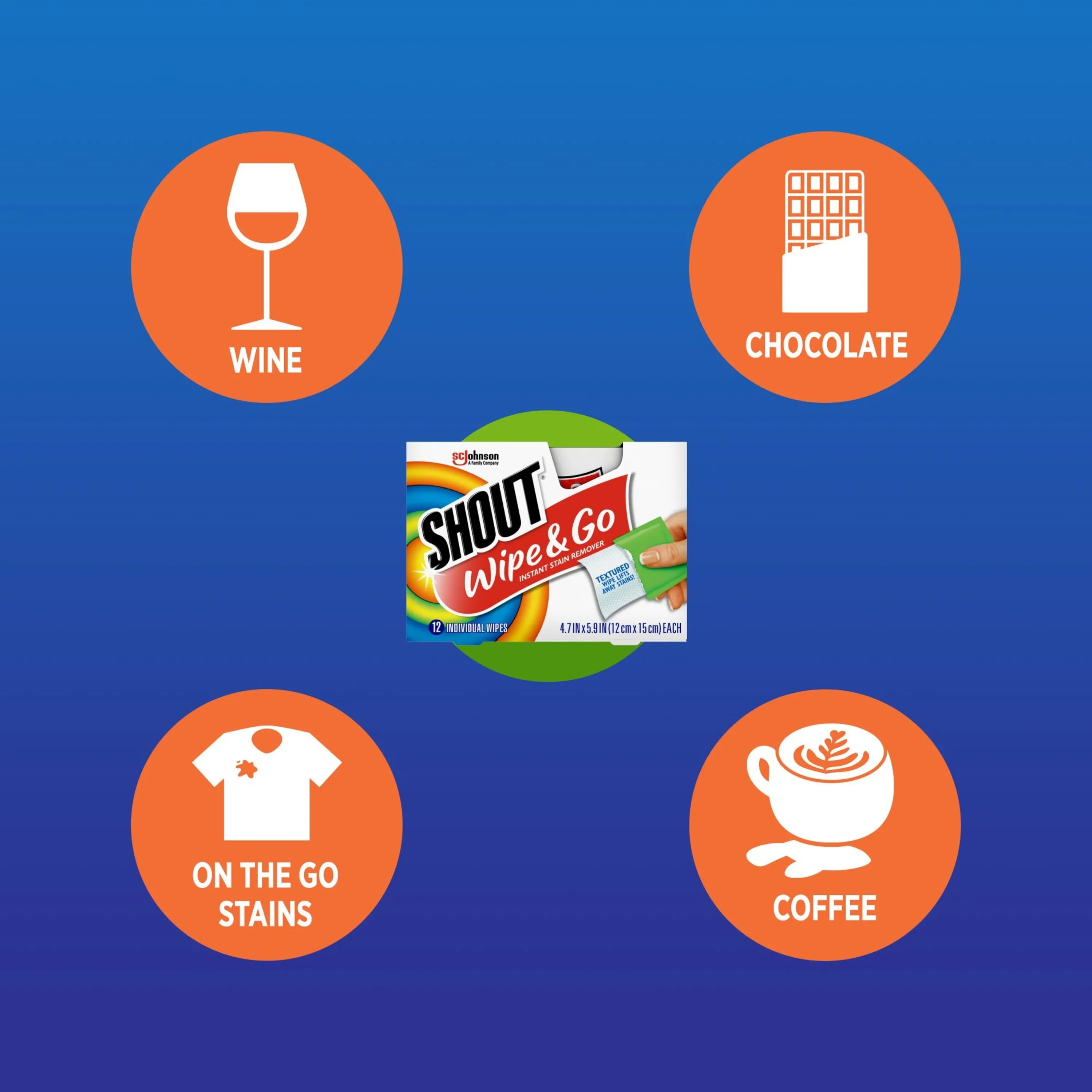 Shout Wipe & Go, Laundry Instant Stain Remover, 12 Wipes